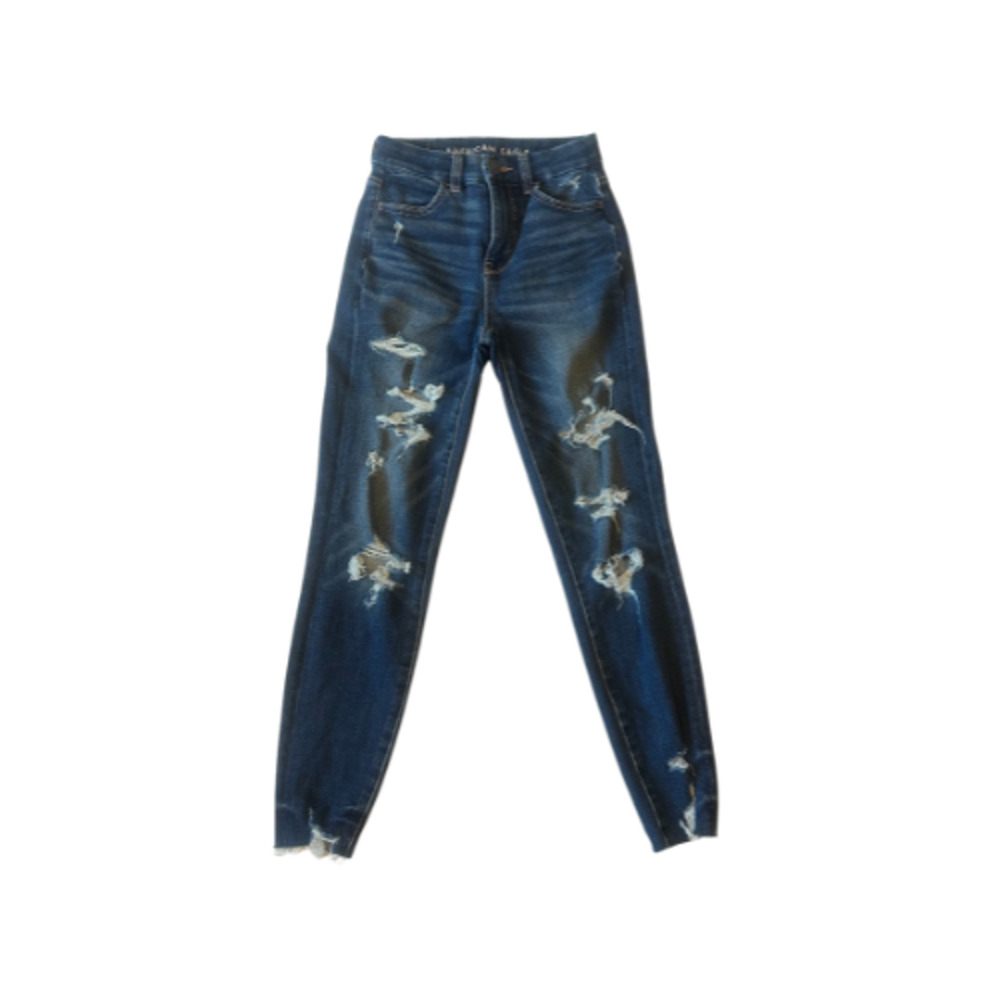 American Eagle Outfitters Jeggings Dream Jean Blue High Rise Distressed 000/XXS